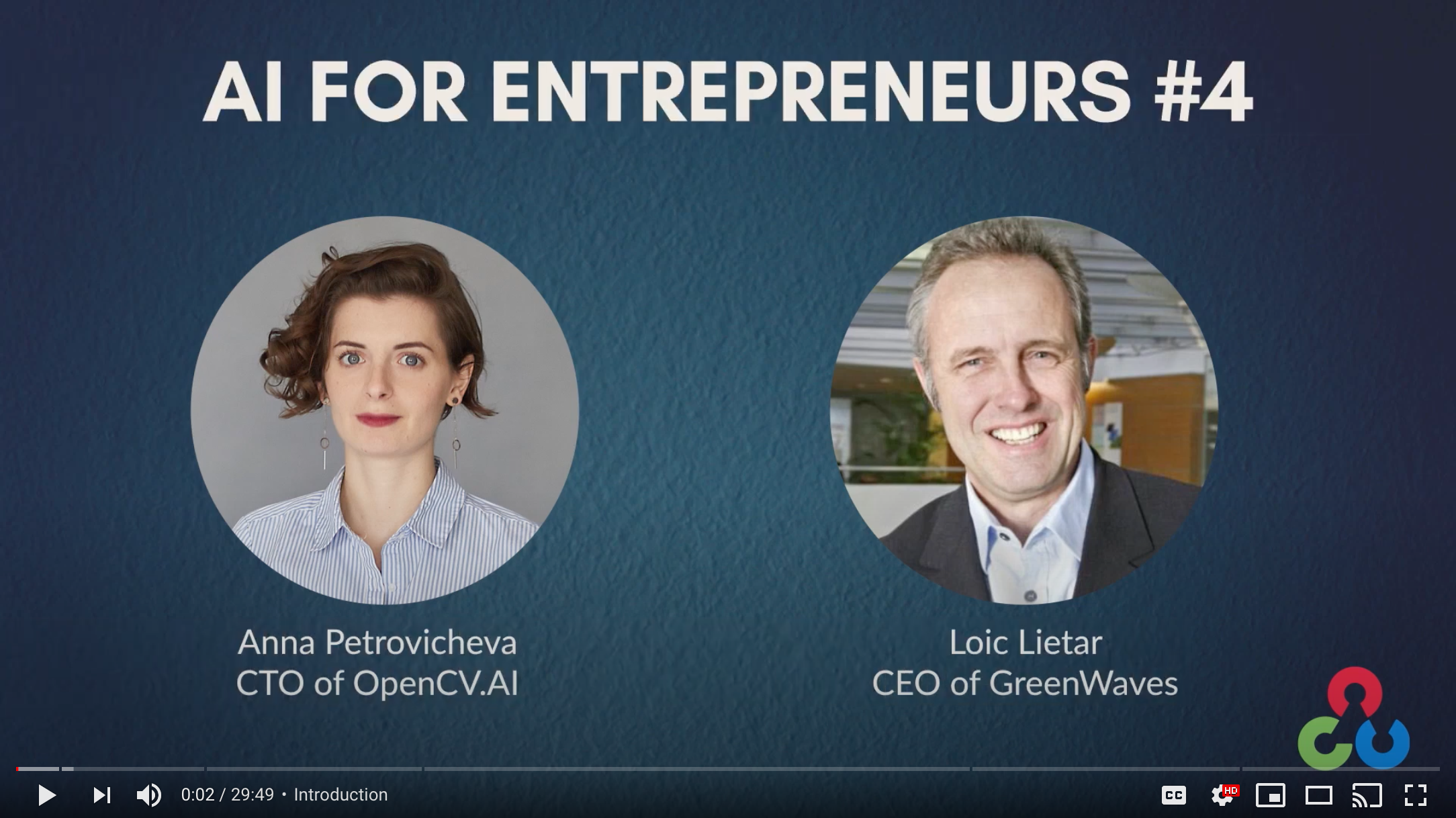 AI for Entrepreneurs #4: | Loic Lietar (GreenWaves Technologies) OpenCV AI (YouTube)