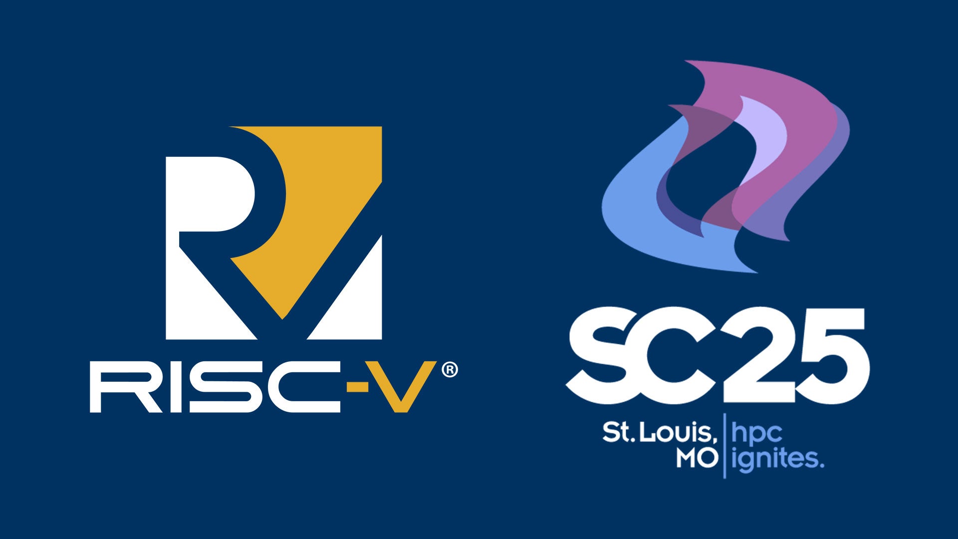 RISC-V and SC25 logos